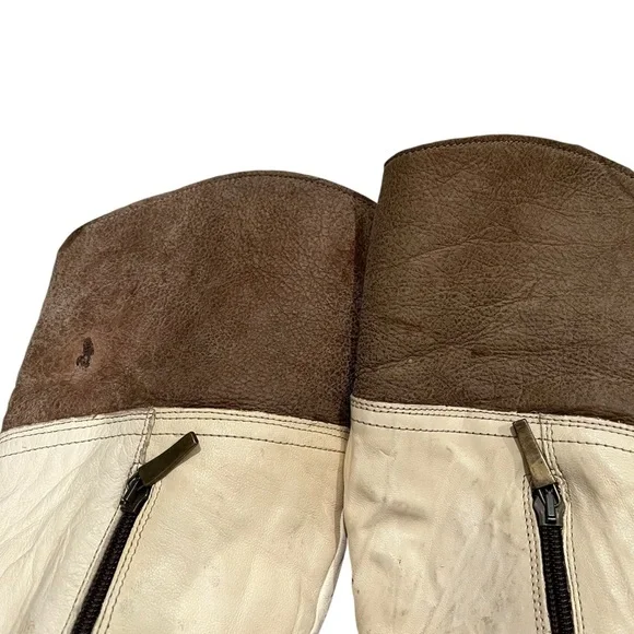 Manas Tall Fold-Down Faux Fur Lined Leather Boots, Sz 38 - Picture 15 of 16